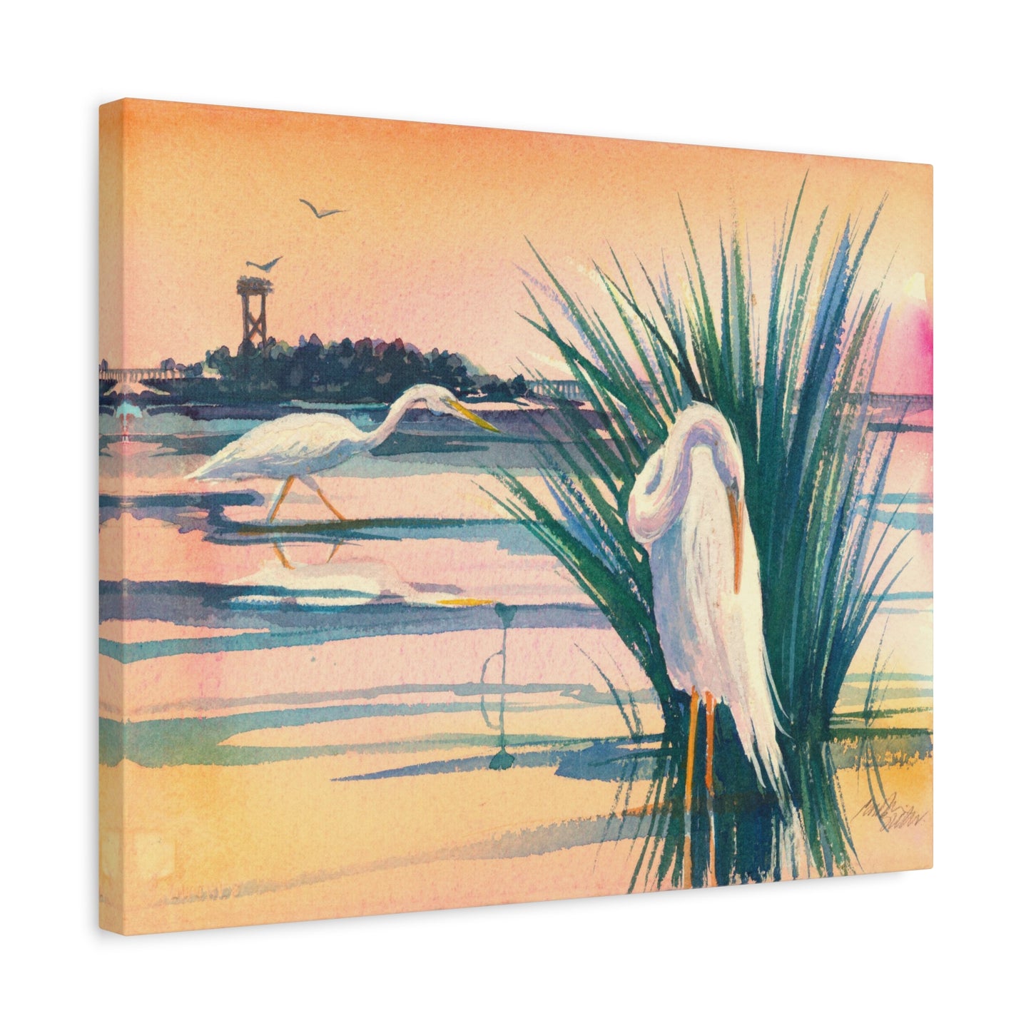 Sunset Egrets - Canvas