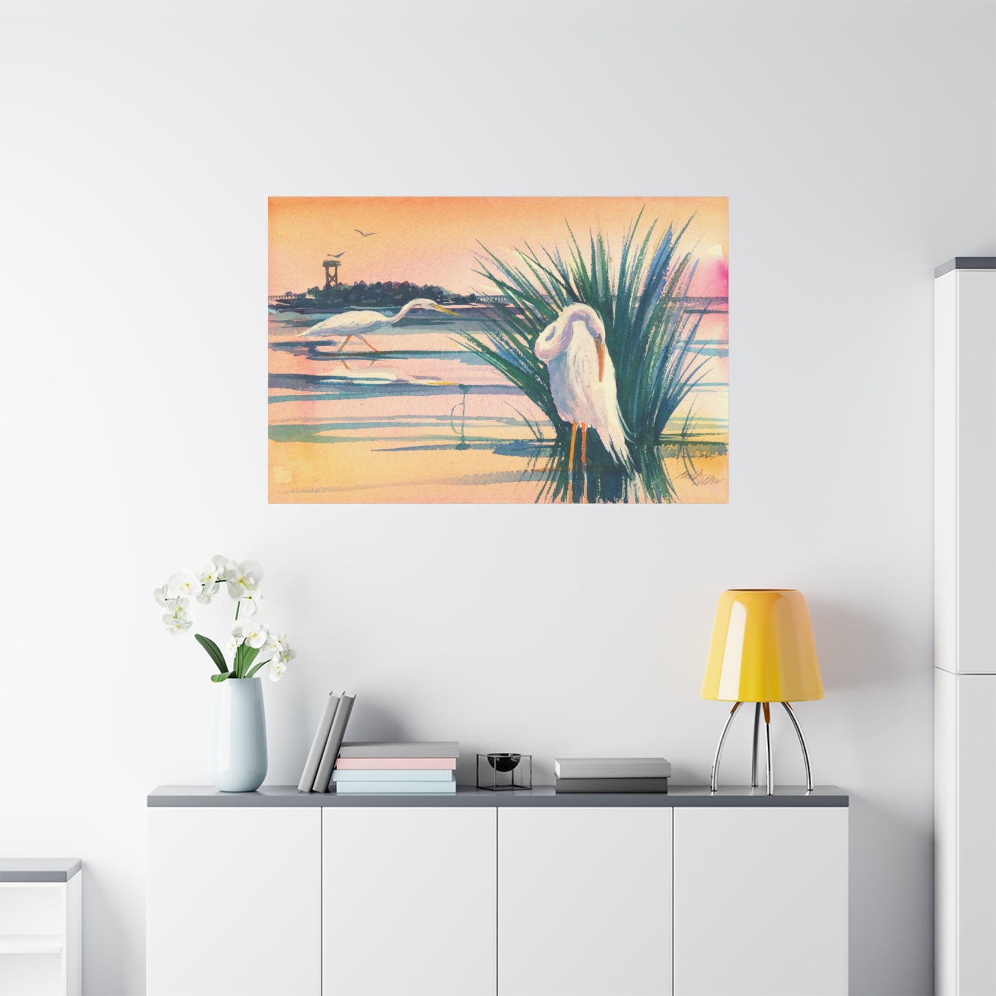 Sunset Egrets - Canvas