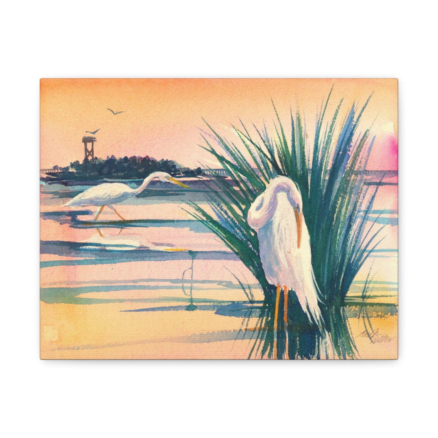 Sunset Egrets - Canvas