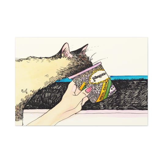 Ice Cream Kitty  - Canvas