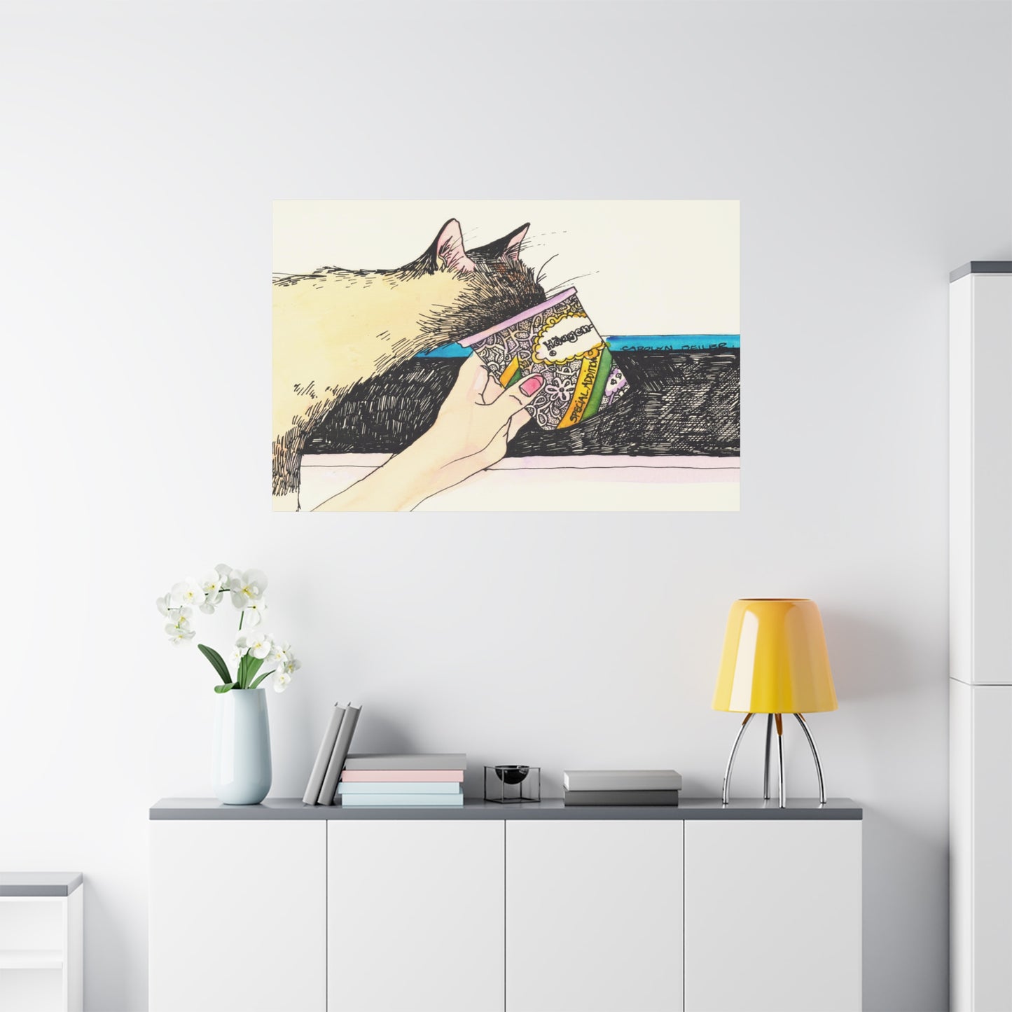 Ice Cream Kitty  - Canvas