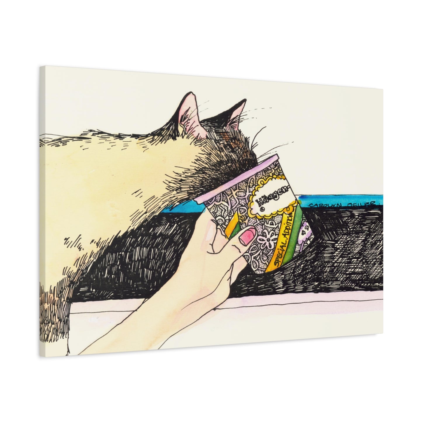 Ice Cream Kitty  - Canvas