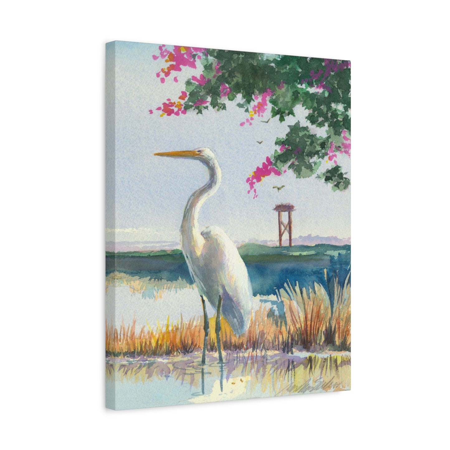 White Heron - Canvas