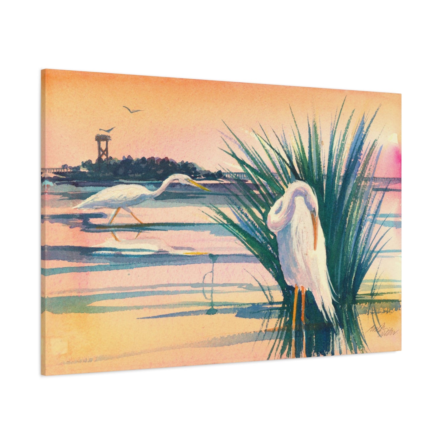 Sunset Egrets - Canvas