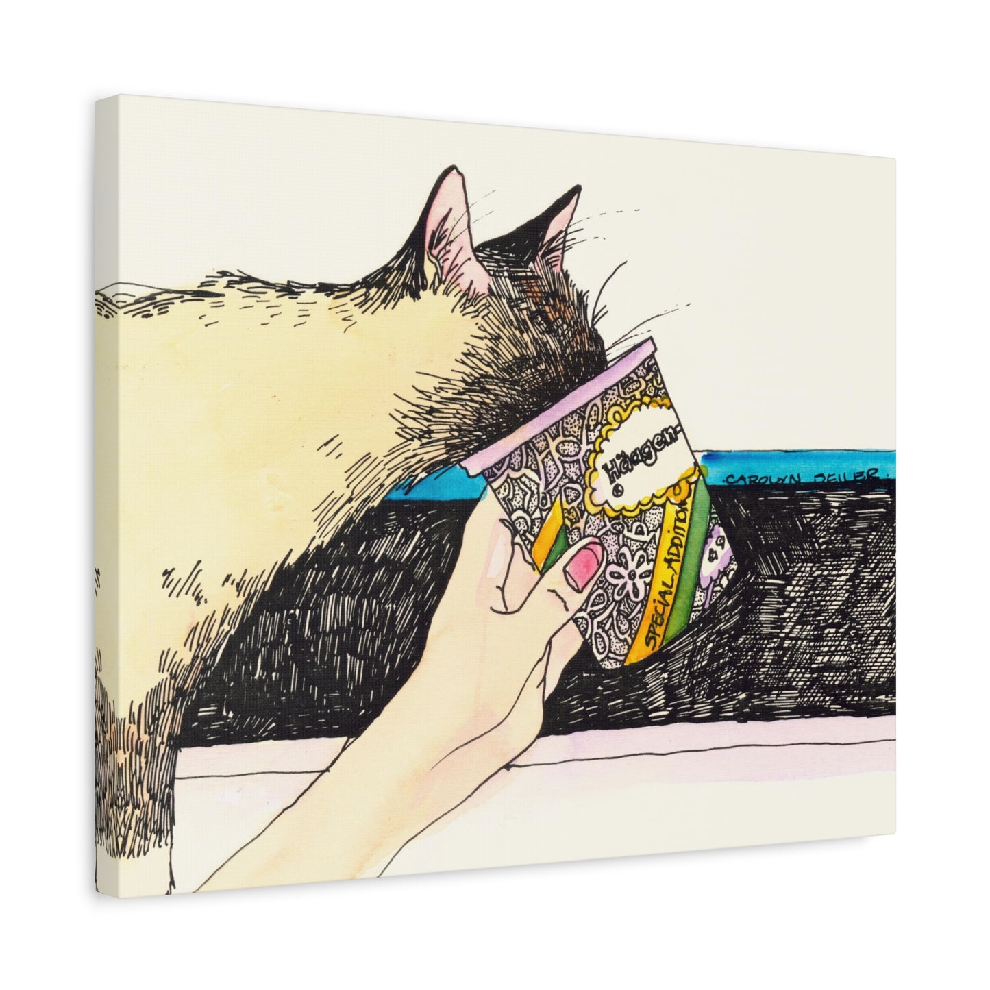 Ice Cream Kitty  - Canvas