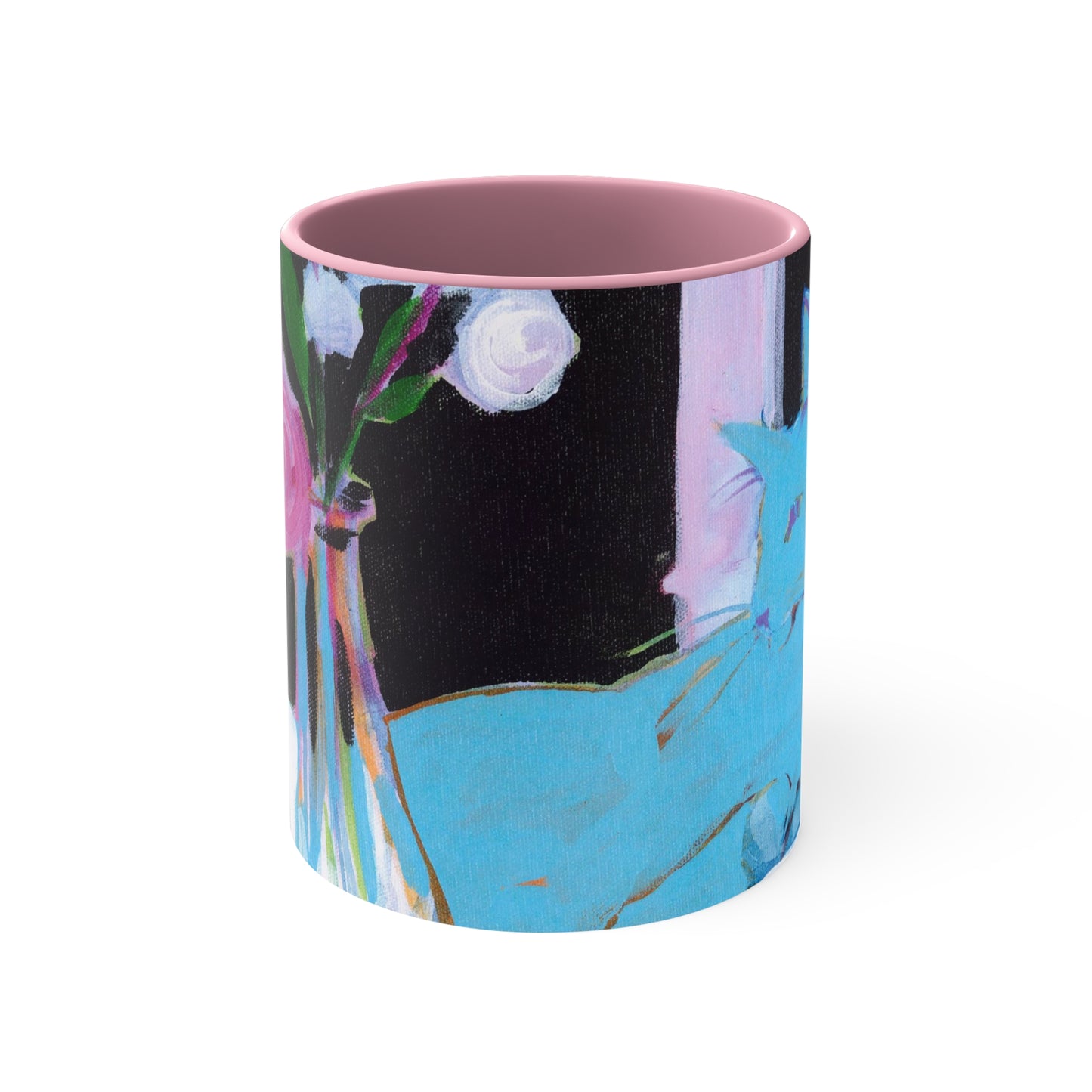 Kitty and Carnation Accent Coffee Mug, 11oz